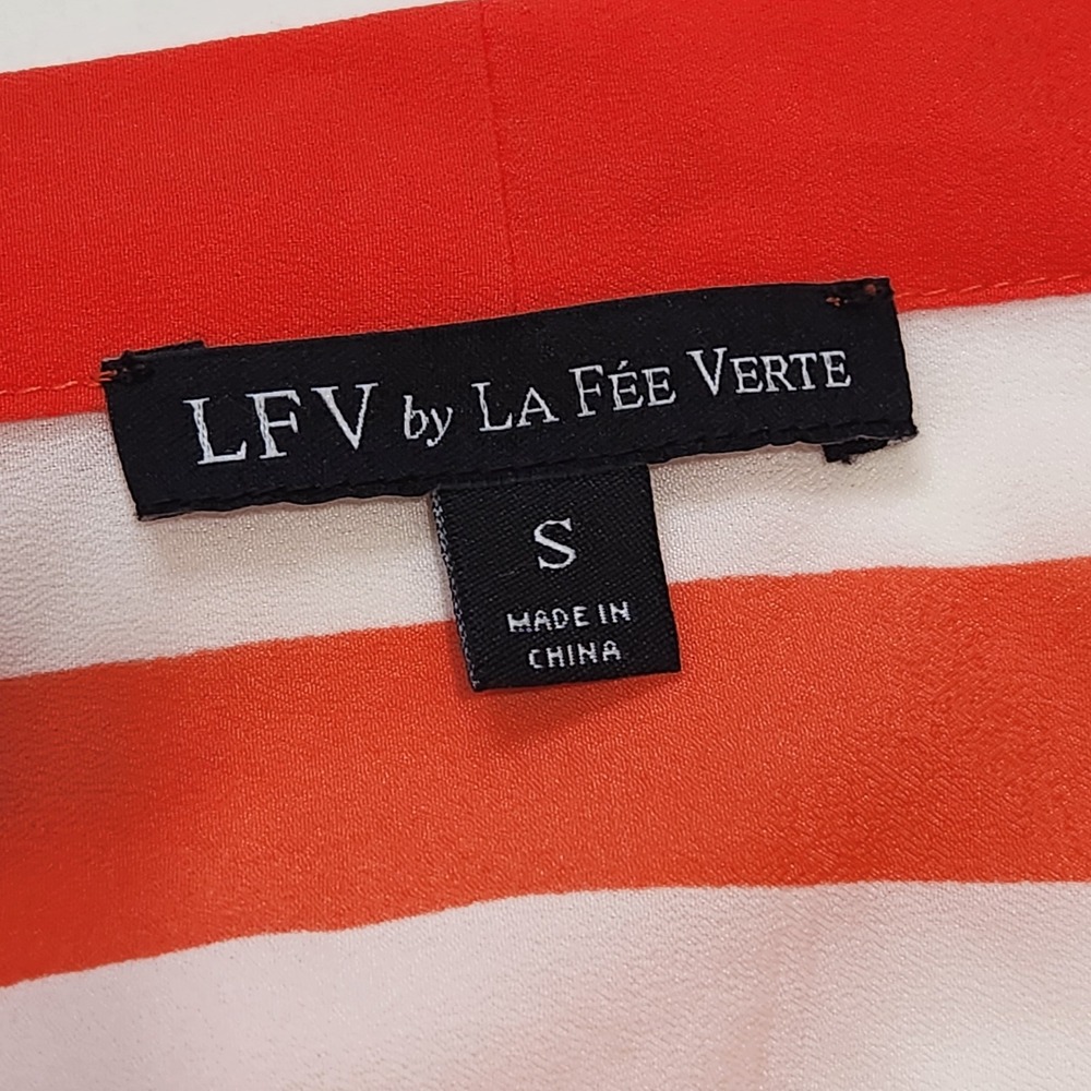 LFV by La Fee Verte Orange White Striped Wrap Robe Short Belted Cover Up - Picture 5 of 9
